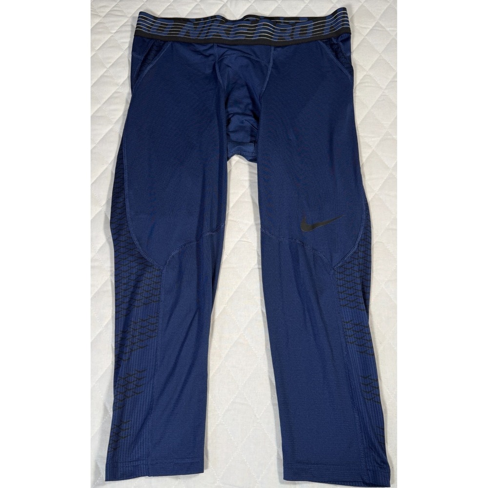 Nike Pro Men's Compression Pants XL Blue Training Tights Dri‑Fit Stretch